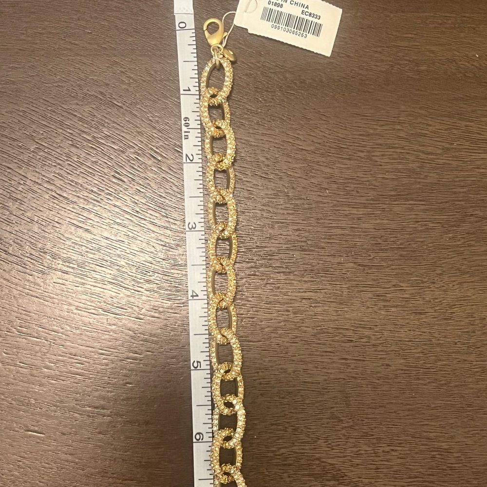 J. Crew NWT Gold and crystal link bracelet - Picture 4 of 4